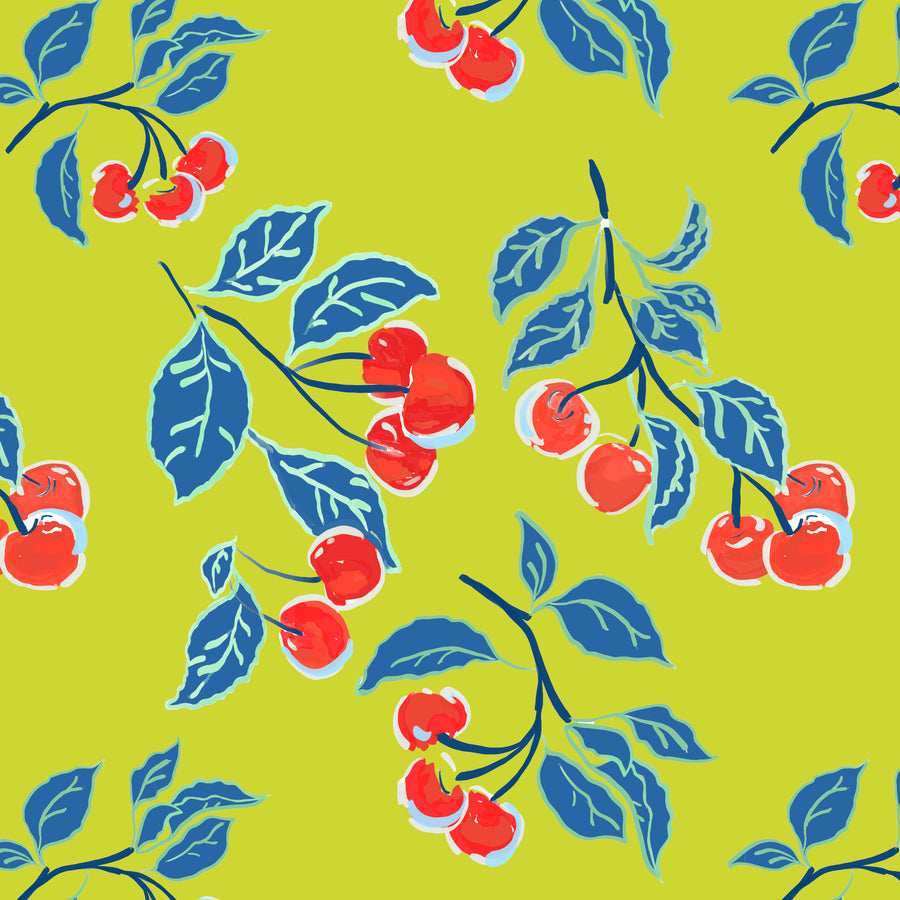 Citron Cherries Jubilee Fabric