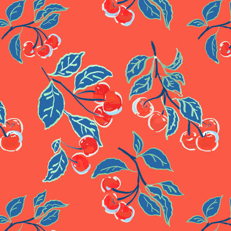 Coral Cherries Jubilee Fabric