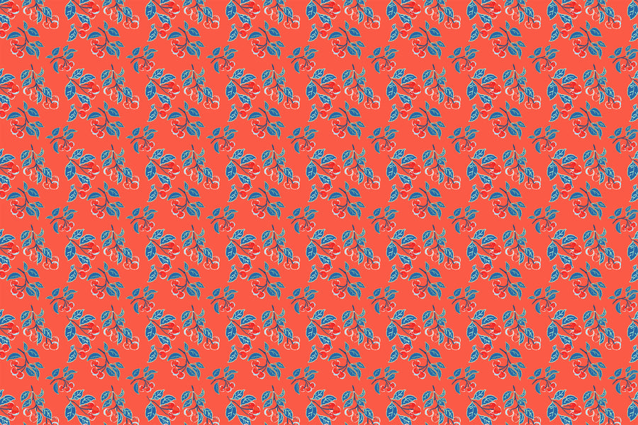 Coral Cherries Jubilee Fabric