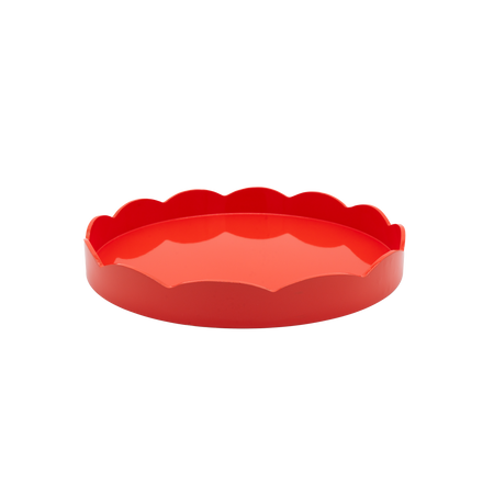 Coral Round Lacquered Tray, Medium