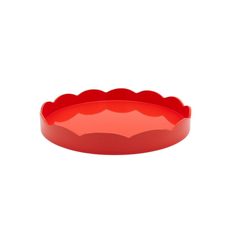 Coral Round Lacquered Tray, Medium