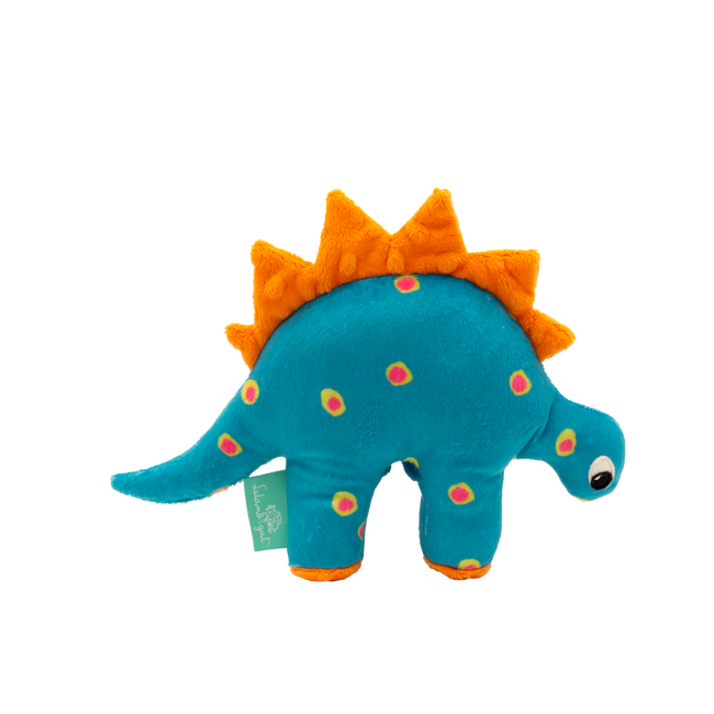 Dino Baby Lovey in Turquoise Dots and Orange Fin