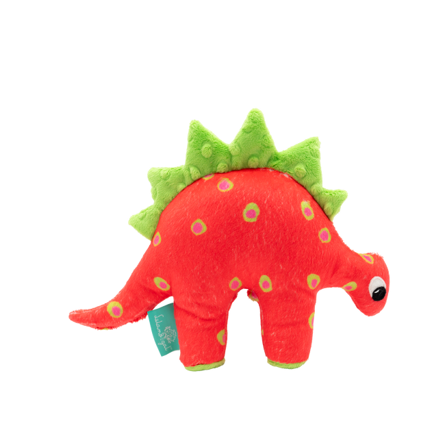 Dino Baby Lovey in Watermelon Dots and Citron Fin