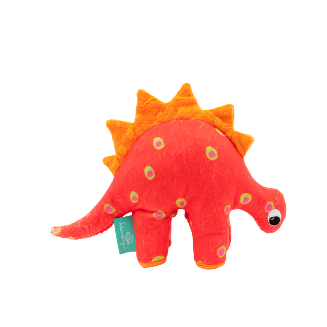 Dino Baby Lovey in Watermelon Dots and Orange Fin