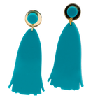 Gold and Teal Tassel Earrings
