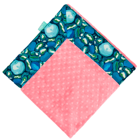 Leland Blue with Coral Minky Baby Blankies