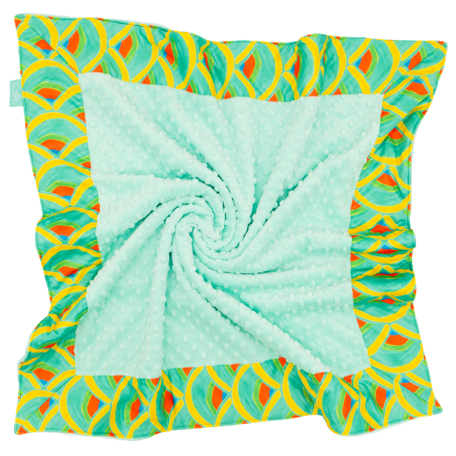 Milk Glass Over The Moon with Opal Minky Baby Blankie