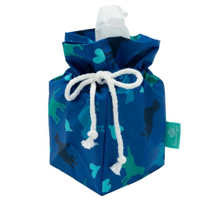 Navy Puppy Love Tissue Box Holder