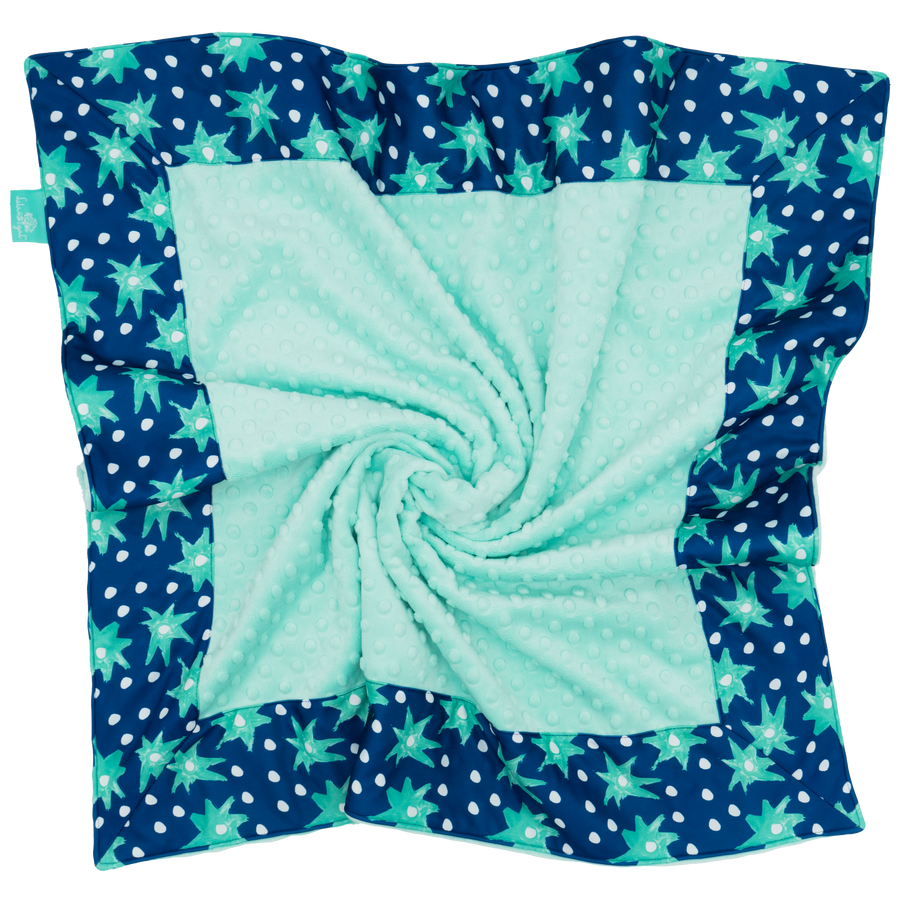 Navy Starshine with Opal Minky Baby Blankie
