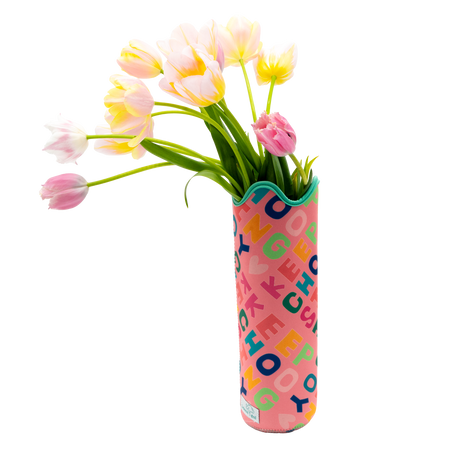PRE-ORDER: Mother's Day Peach KCJ Versatile Vessel With (12) Stem Tulip Bouquet