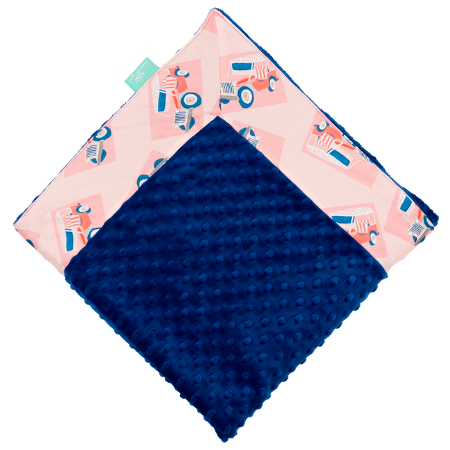 Pink Jeep with Royal Blue Minky Baby Blankie
