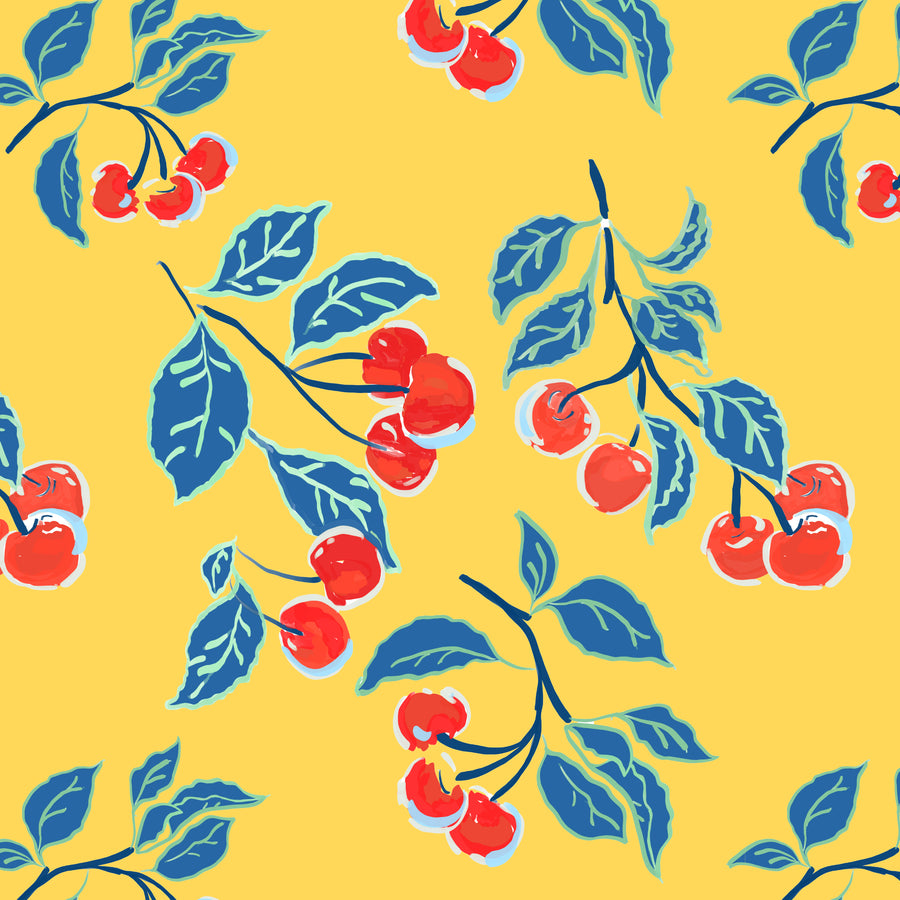 Soft Yellow Cherries Jubilee Fabric