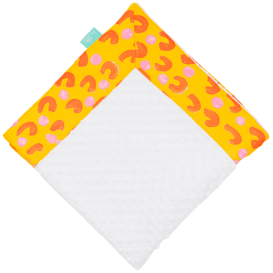 Sunshine French Dots with White Minky Baby Blankie