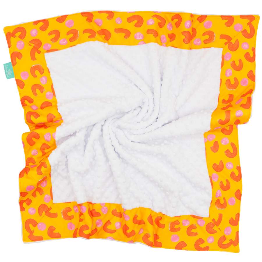 Sunshine French Dots with White Minky Baby Blankie