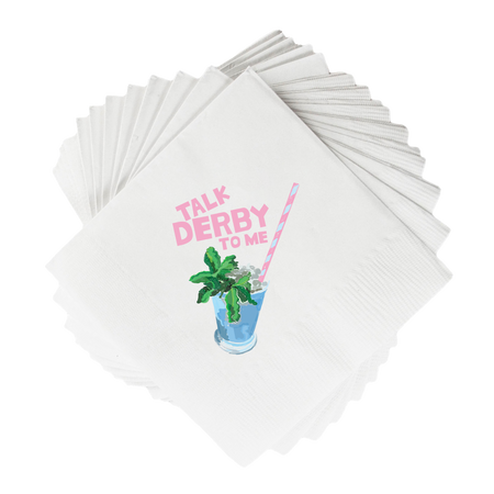 Talk Derby To Me White Cocktail Napkins