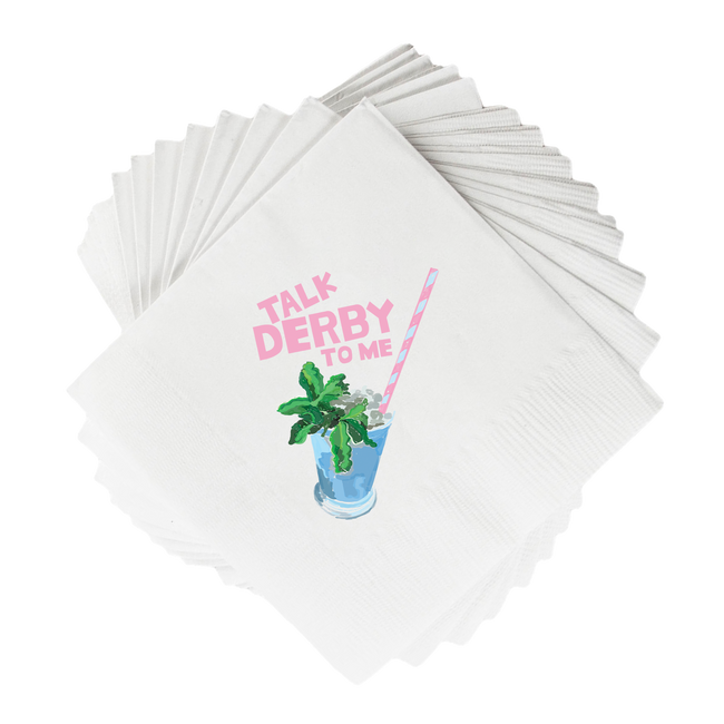 Talk Derby To Me White Cocktail Napkins