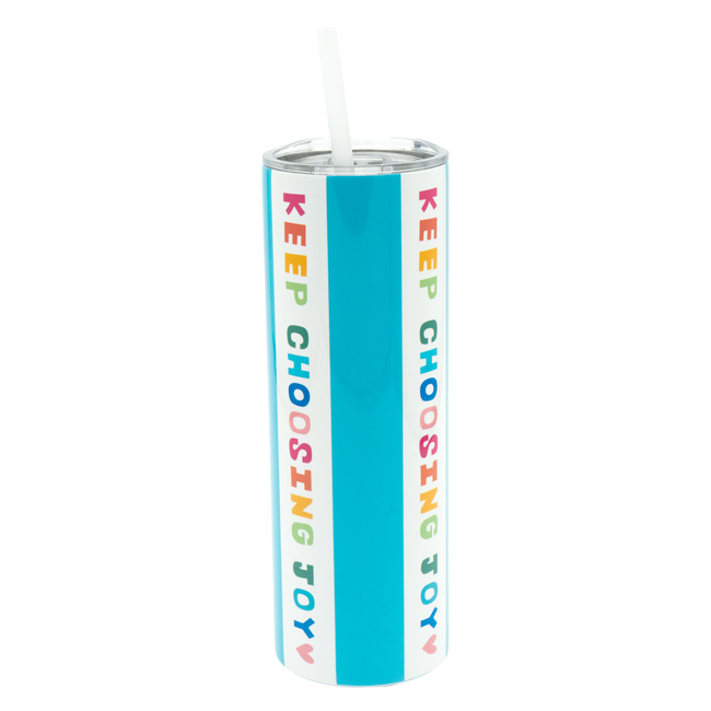 Keep Choosing Joy Stripe/Turquoise Tumbler