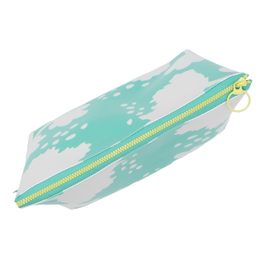 Turquoise White Peony Waltz Dew Drop Ditty Bag