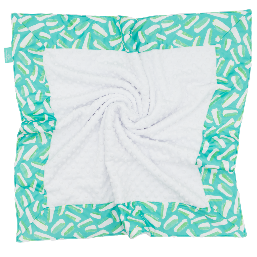 Turquoise Zesty with White Minky Baby Blankie