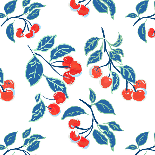 White Cherries Jubilee Fabric
