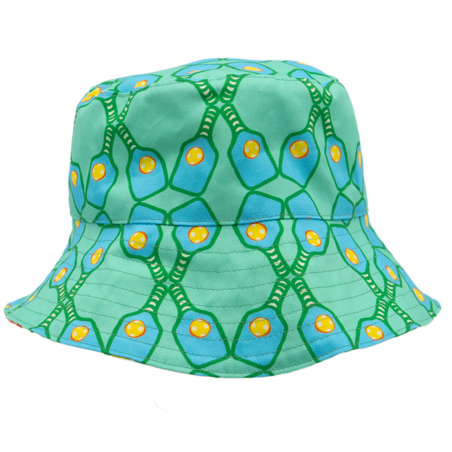 White Dink, Lob, Smash/Milk Glass Pickle Paddles Adult Bucket Hat