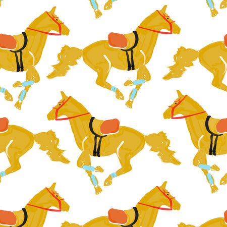 White Giddy Up Fabric