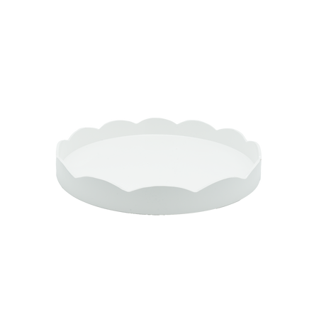 White Round Lacquered Tray, Medium
