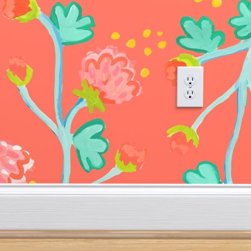 Poppy Peony Waltz Wallpaper