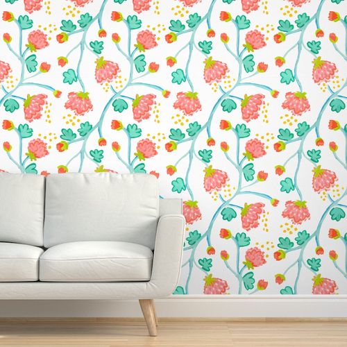 White Peony Waltz Wallpaper