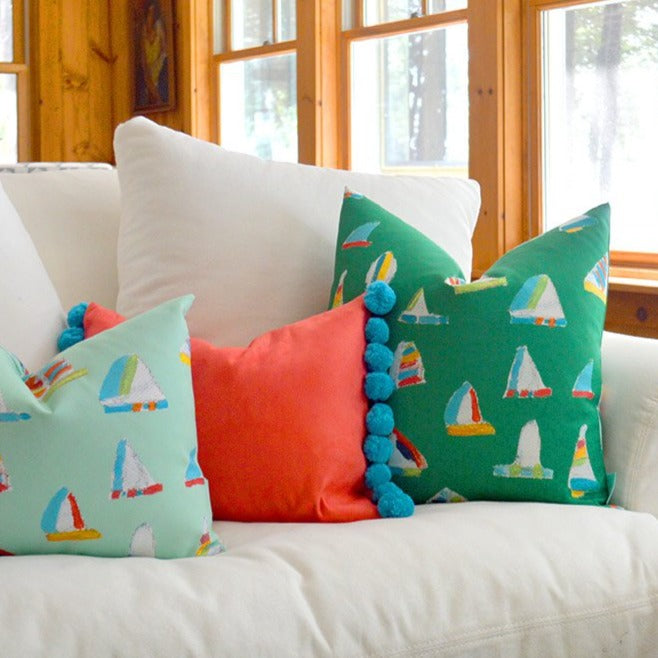 Emerald Summer Sail Indoor Square Pillow