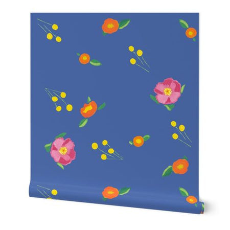 Indigo Katherine's Blooms Wallpaper