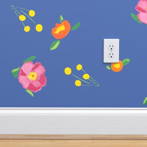 Indigo Katherine's Blooms Wallpaper