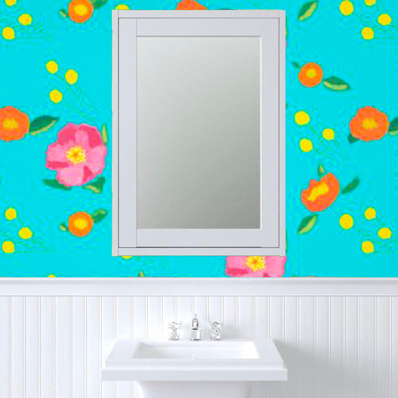 Robin Egg Katherine's Blooms Wallpaper