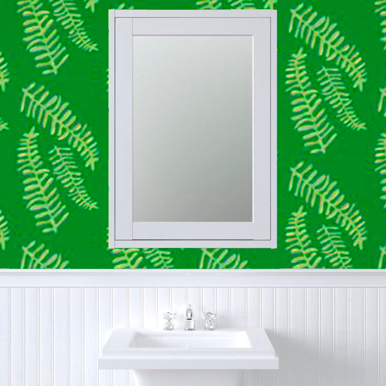 Emerald Floating Fronds Wallpaper