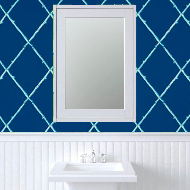 Navy Birch Lattice Wallpaper