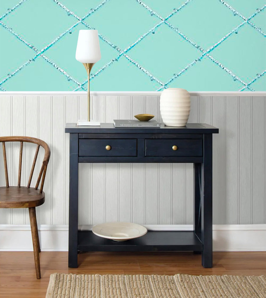Turquoise Birch Lattice Wallpaper