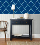 Navy Birch Lattice Wallpaper