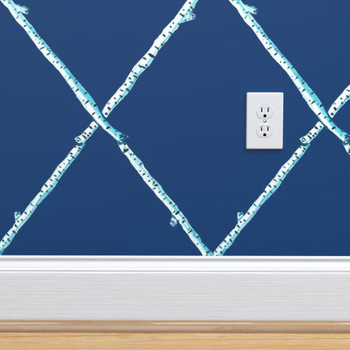 Navy Birch Lattice Wallpaper