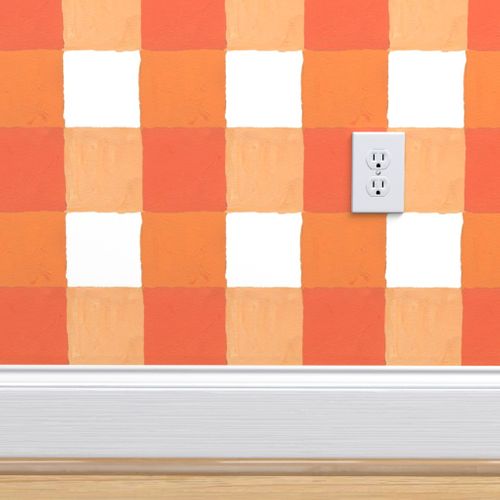 Citrus and White Buffalo Check Wallpaper