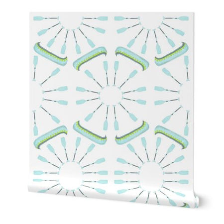 White Canoes and Oars Wallpaper
