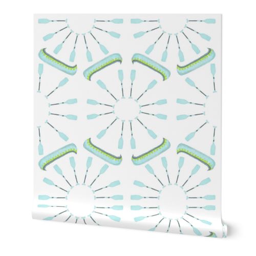 White Canoes and Oars Wallpaper