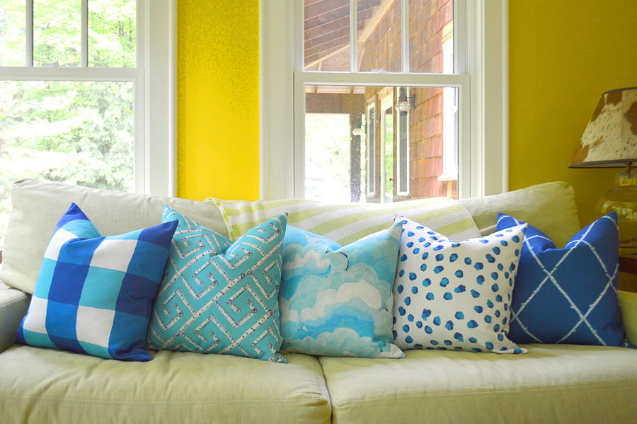 Navy Birch Lattice Indoor Square Pillow