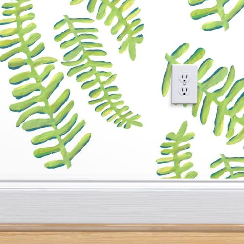 White Floating Fronds Wallpaper