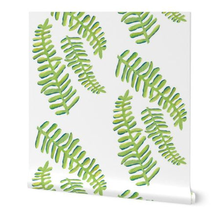 White Floating Fronds Wallpaper