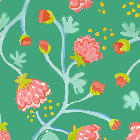 Jade Peony Waltz Fabric