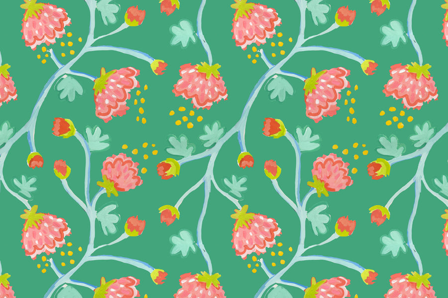 Jade Peony Waltz Fabric