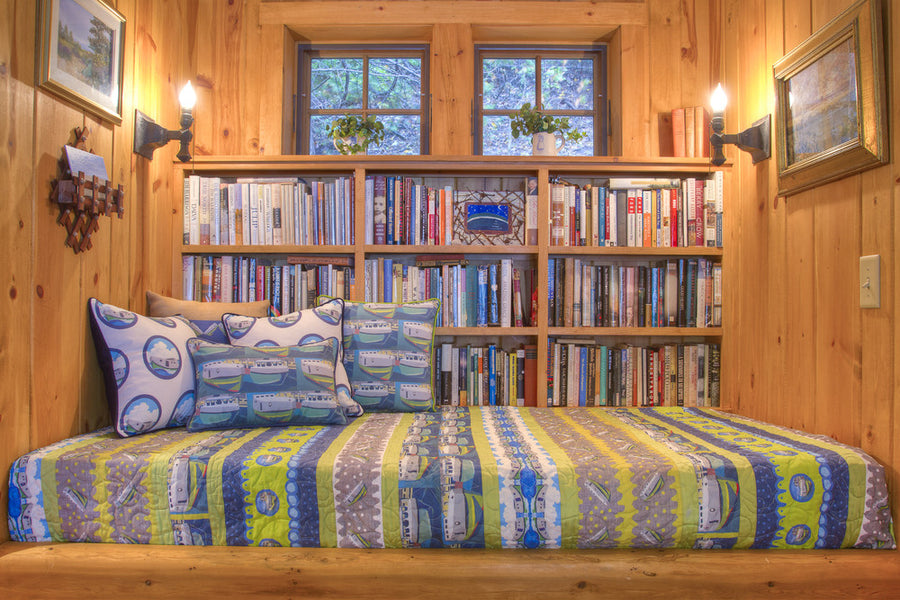 White Squiggle Tugs Fabric