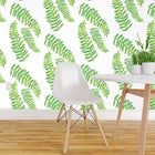White Floating Fronds Wallpaper