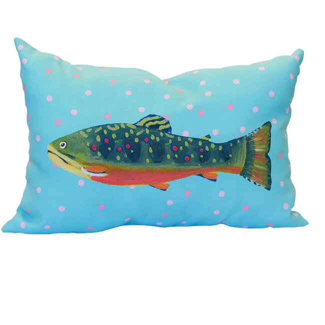 Waterfall Single Trout Outdoor Lumbar Pillow
