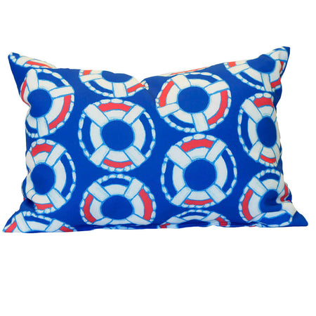 Navy Lifesaver Outdoor Lumbar Pillow